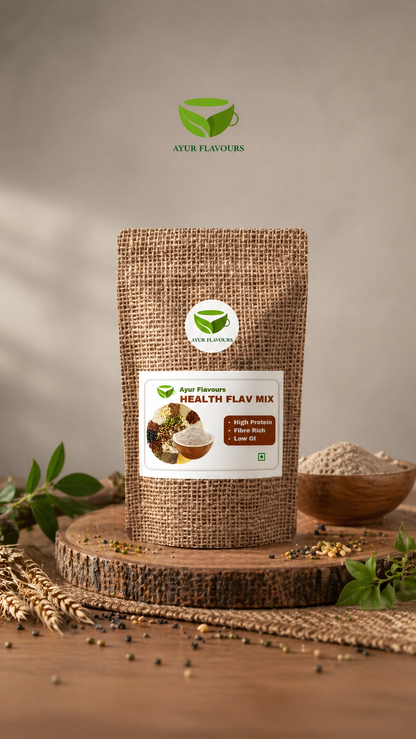 Assorted millet grains in a clear container, showcasing My Store Health Flav Mix-Millets for healthy eating and nutrition.