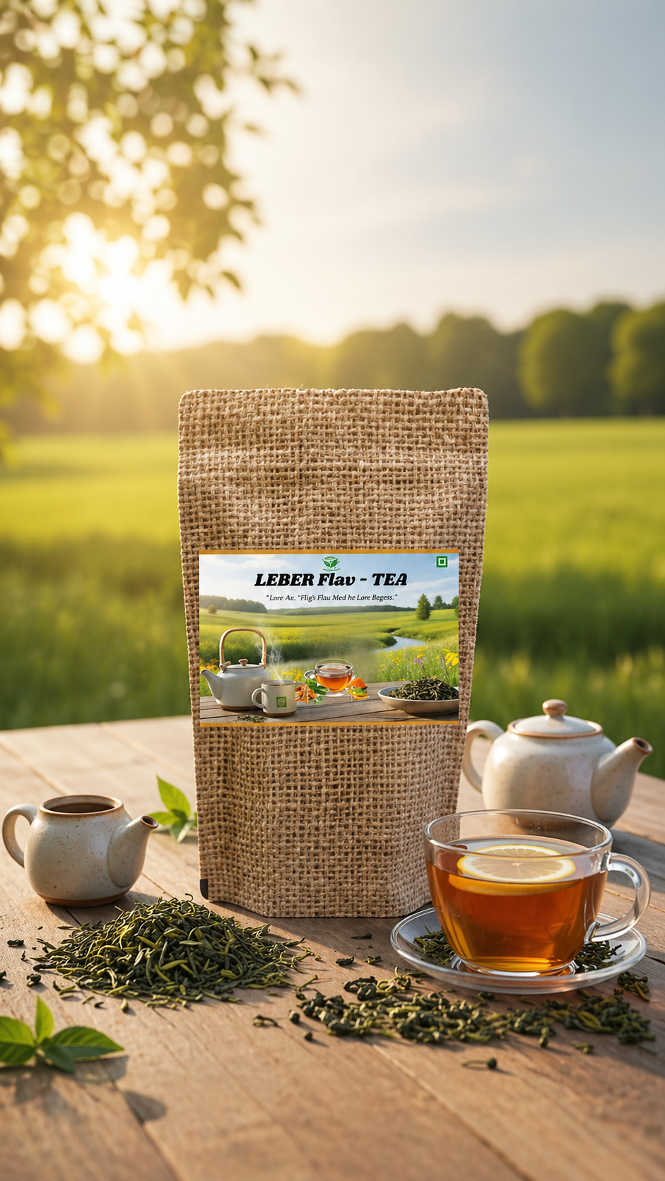 Leber Flav tea by My Store in a clear glass cup, showcasing the herbal tea's golden color and fresh lemon garnish.