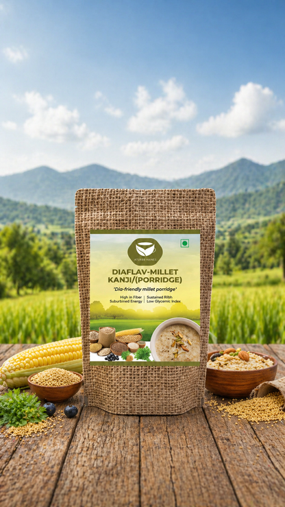 Bag of Millet Kanji with a scenic background