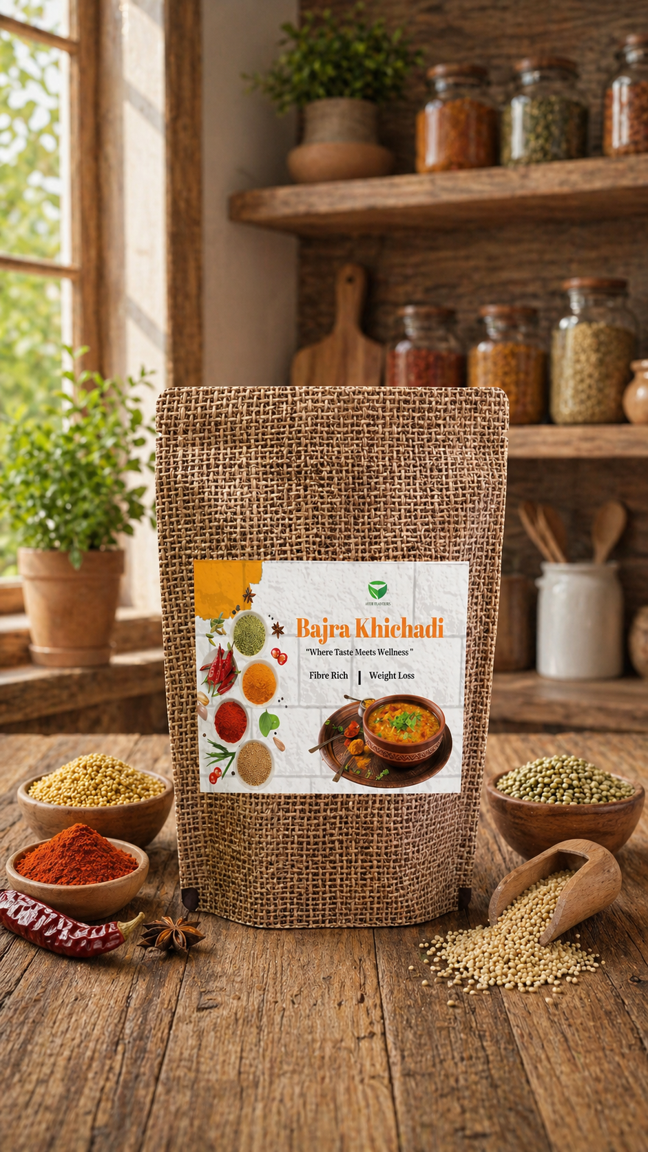 Bajra Khichdi made with pearl millet, served in a bowl with fresh vegetables, showcasing a healthy Indian traditional dish.