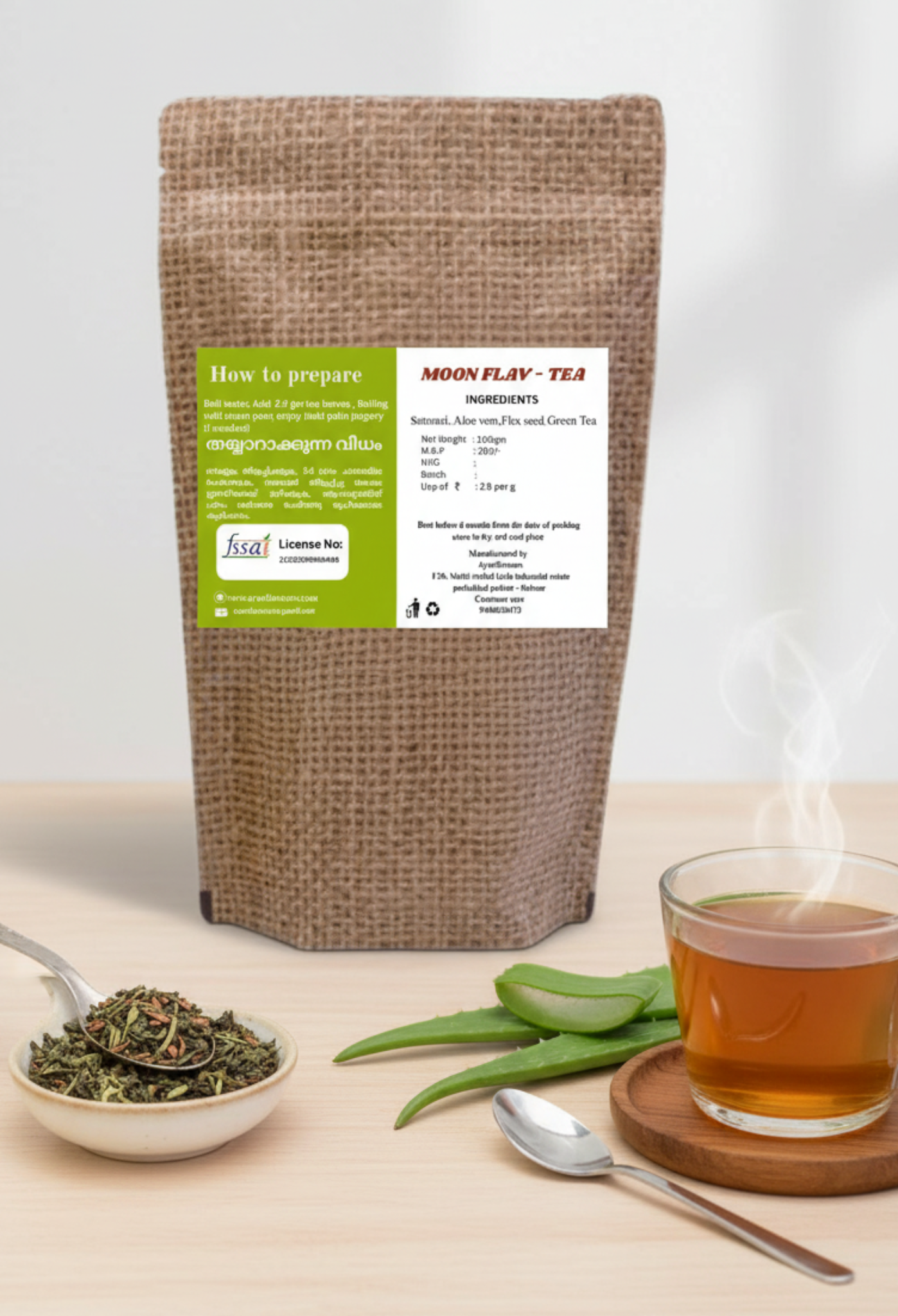 Moon Flav tea by My Store, featuring a colorful box with tea bags inside, showcasing vibrant packaging for herbal tea.