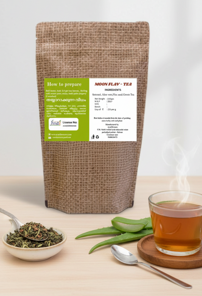 Moon Flav tea by My Store, featuring a colorful box with tea bags inside, showcasing vibrant packaging for herbal tea.