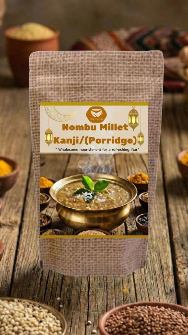 Nombu millet kanji porridge served in a bowl, showcasing a nutritious, traditional Indian breakfast from My Store.